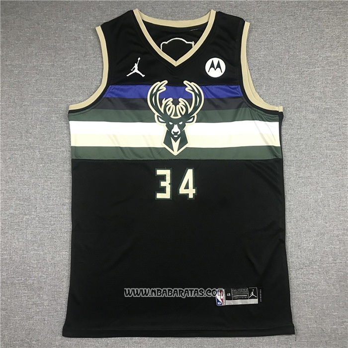 Camiseta Milwaukee Bucks Giannis Antetokounmpo #34 Statement 2021 Finals Negro